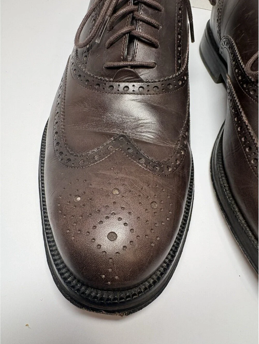 Cole Haan Men's Brown Leather Wingtip Brogue Oxford Dress Shoes US 10 M